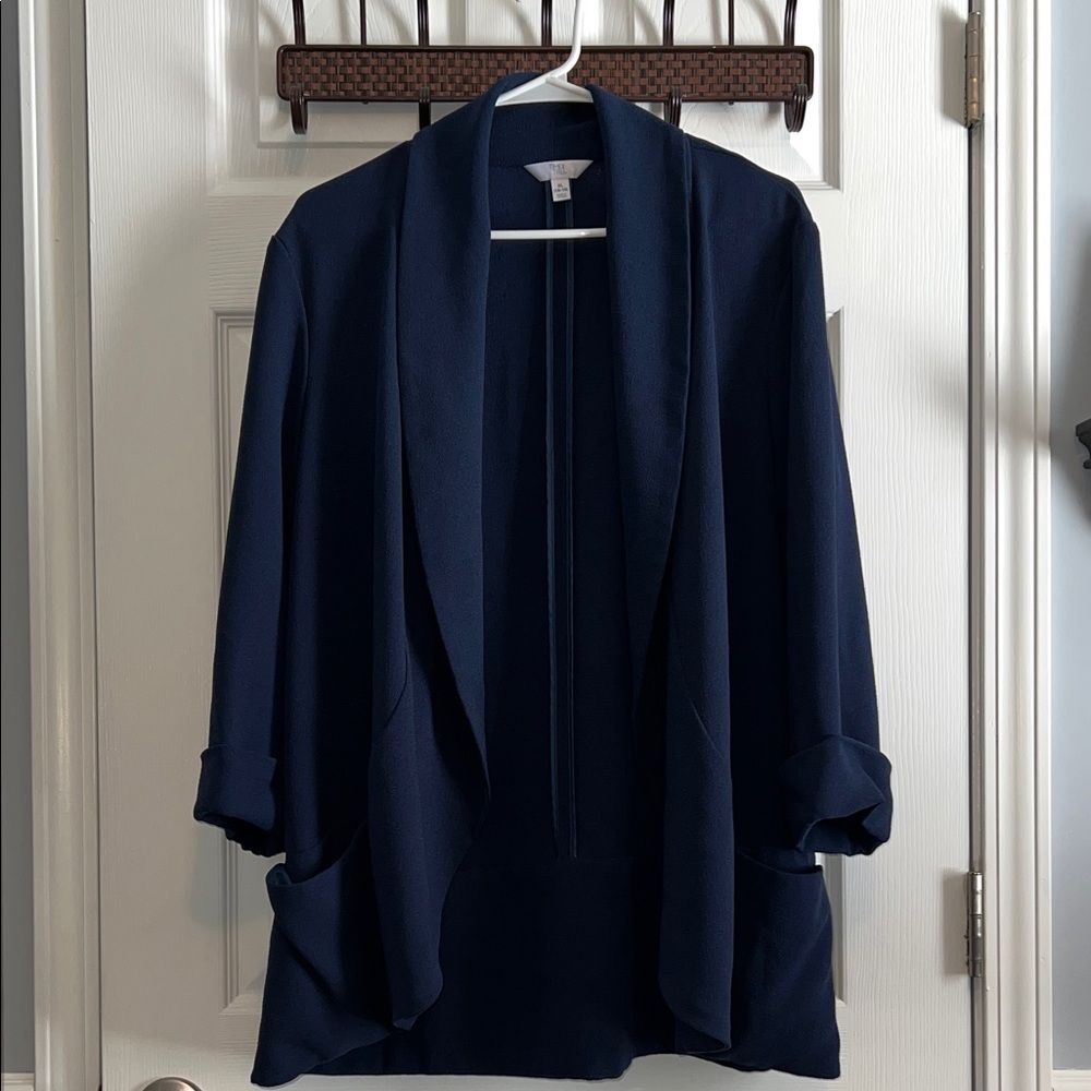 Time and Tru Women's Dark Blue Open Front Blazer